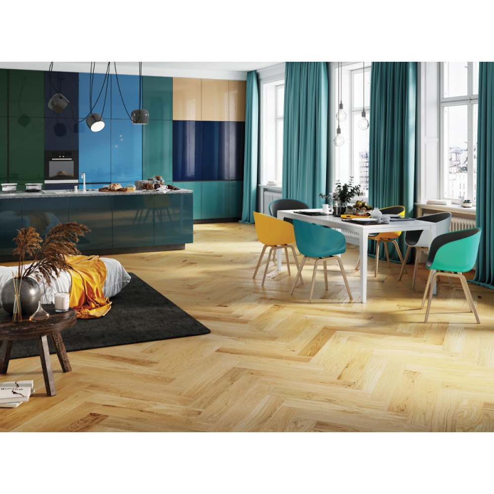 130 X 14 X 725mm Barista Herringbone Oak Crema - 0.65M2 PK