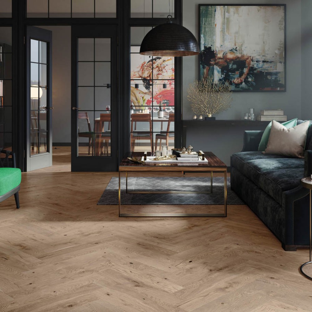 110 X 14 X 660mm Barista Herringbone Oak Frappe - 0.50M2 PK