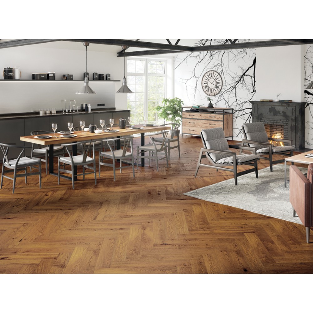 130 X 14 X 725mm Barista Herringbone Oak Napoletana - 0.65M2 PK