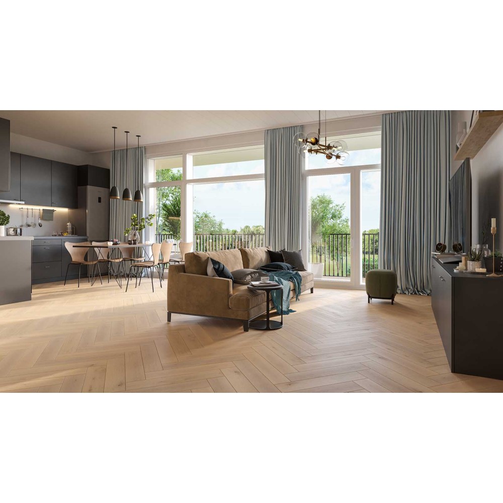 120 X 18 X 600mm Herringbone Stafford Oak - 0.72M2 PK